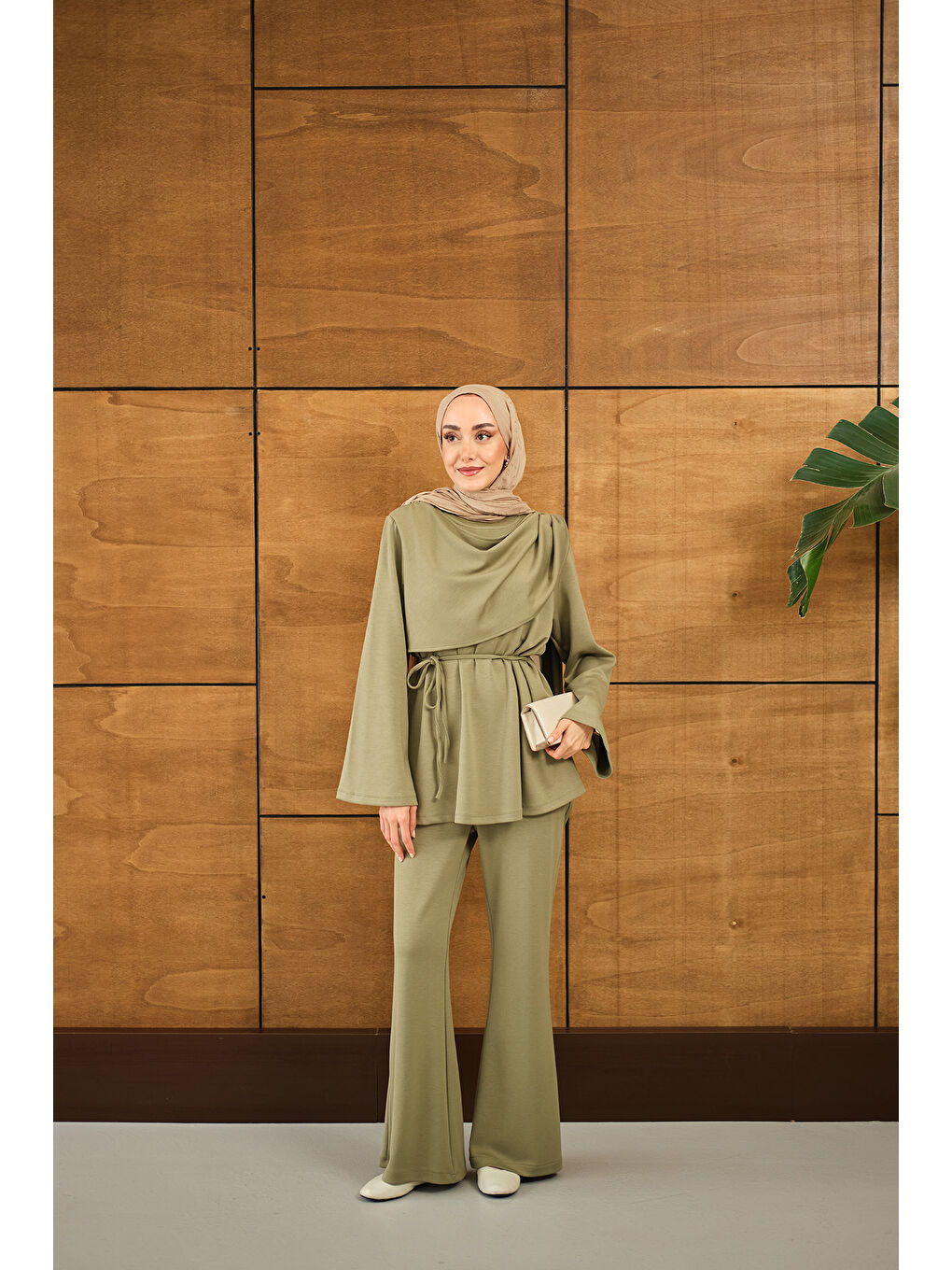 Kadın Şal Detay Takım Yeşil-4