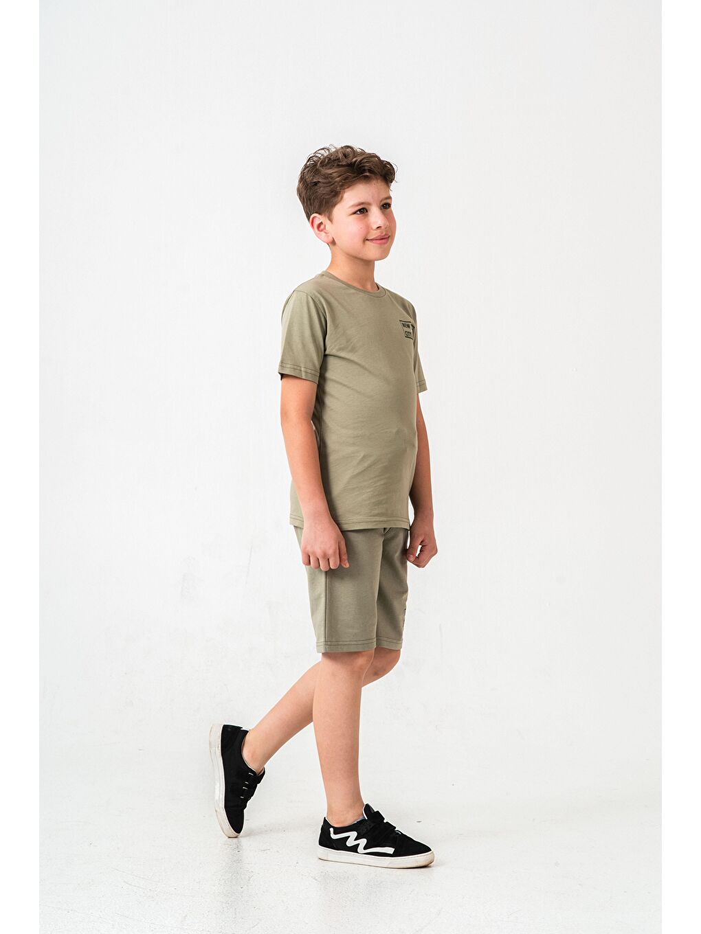 Yeşil New York City Baskılı  Erkek Çocuk Şort - Tişört Takımı-3