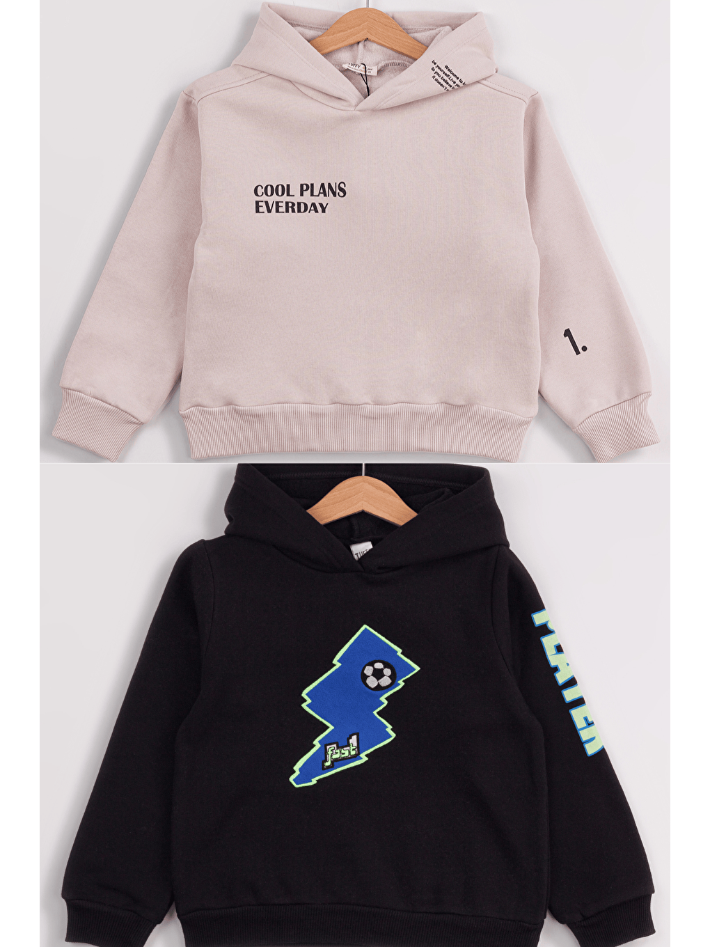 MRTUFFY Siyah Erkek Çocuk 2'li Paket Basic Sweatshirt