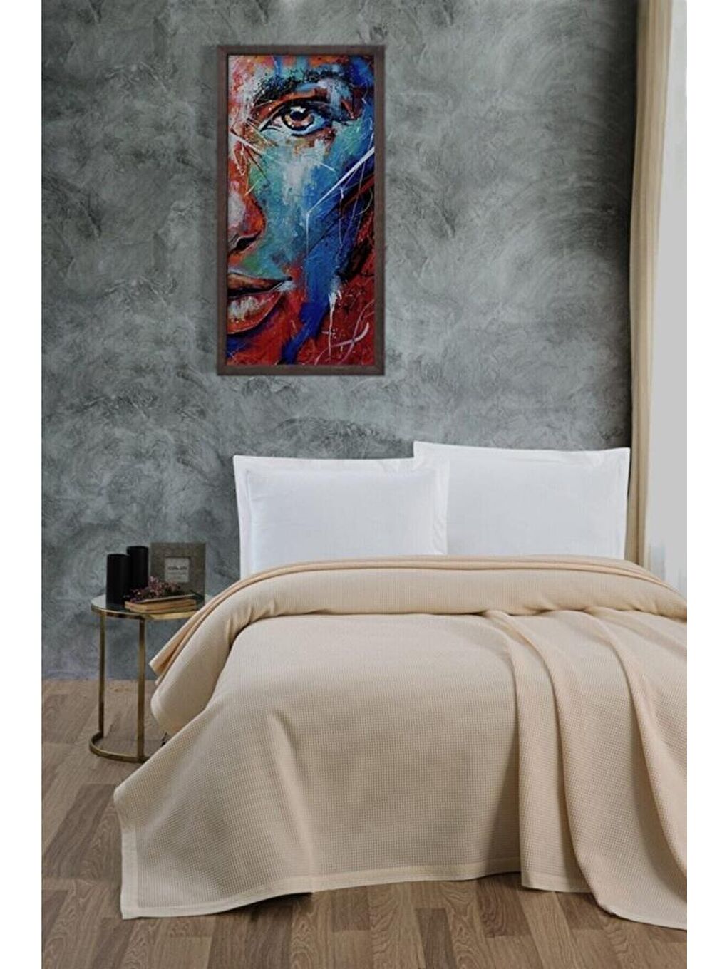 Ekru Klimalı Pike ,%100 Pamuk  Petekli Pike , Dörtmevsim Pike Tek Kişilik 170x240 Krem