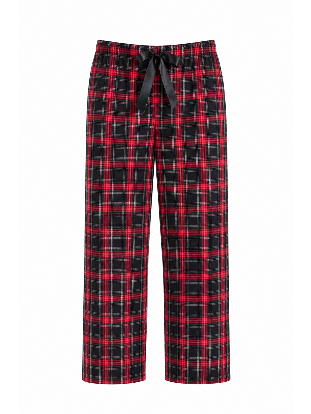 Kırmızı Kadın Desenli Viskon Düz Paça Pijama Altı