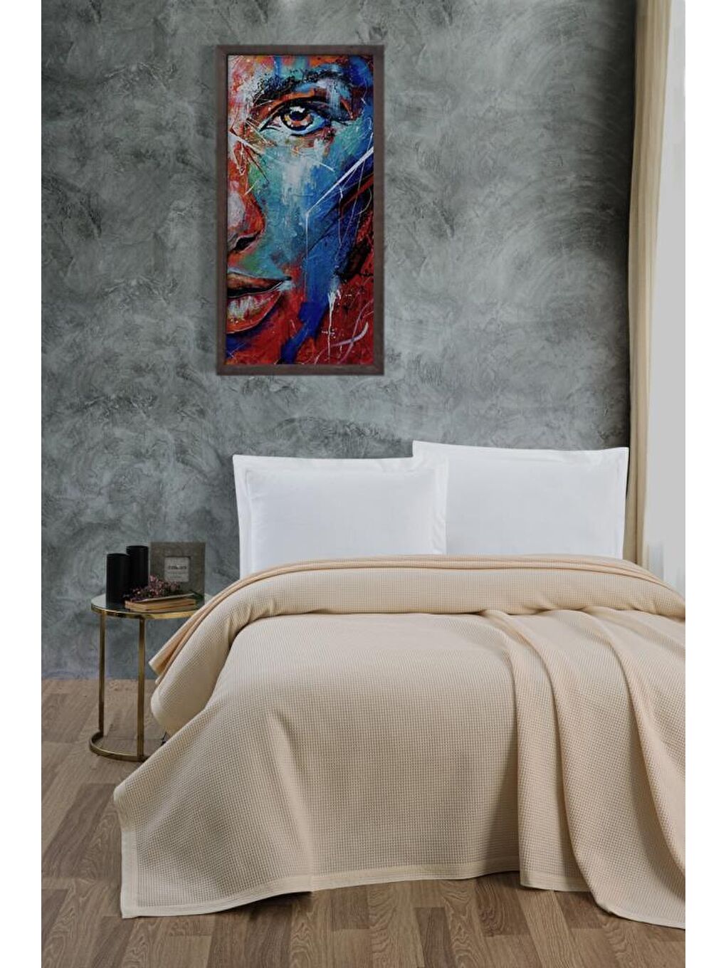 Ekru Klimalı Pike ,%100 Pamuk Petekli Pike , Dörtmevsim Pike Çift Kişilik 220x240 Krem