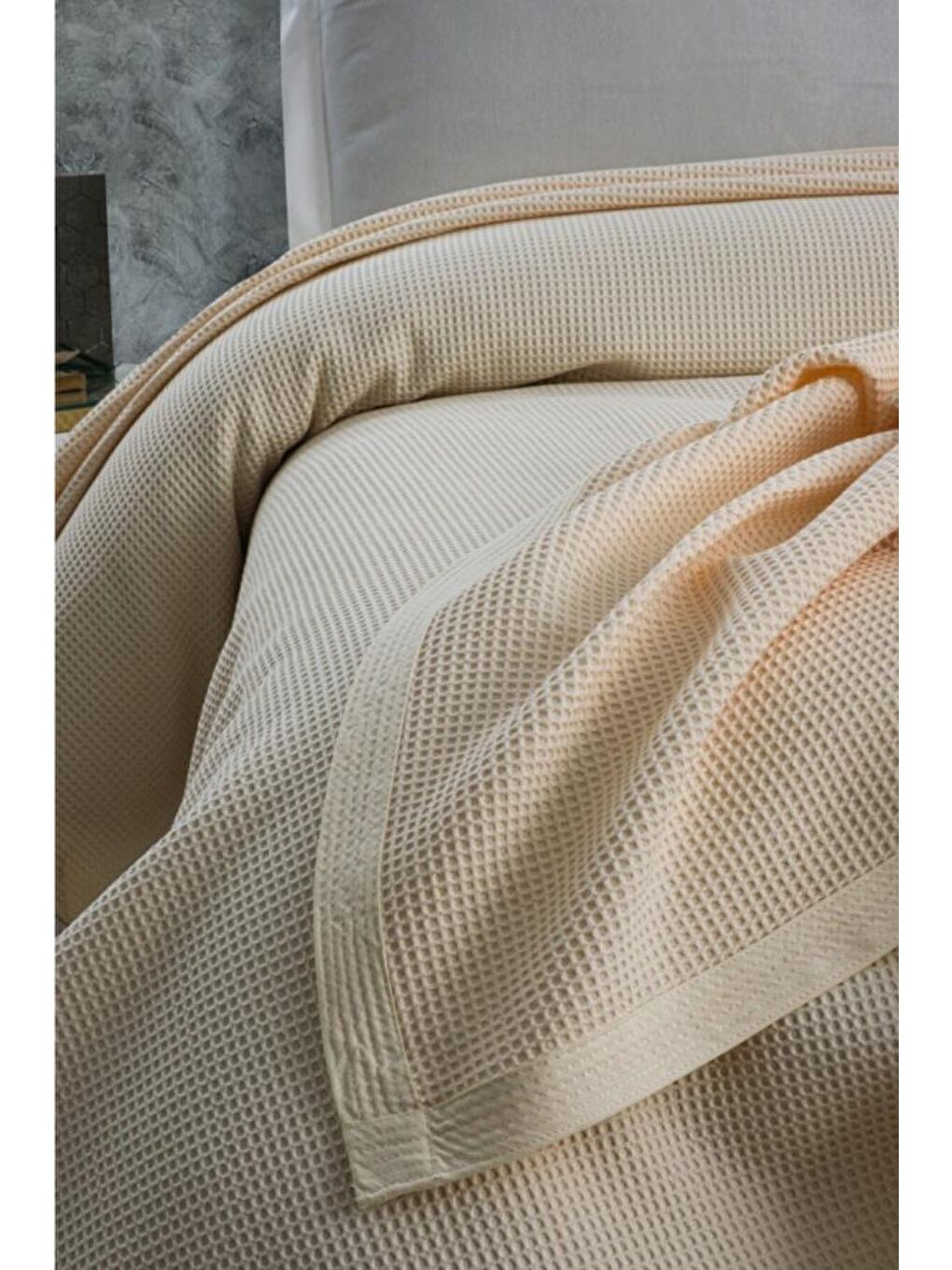 Ekru Klimalı Pike ,%100 Pamuk  Petekli Pike , Dörtmevsim Pike Battal Boy 240x260 Krem-1