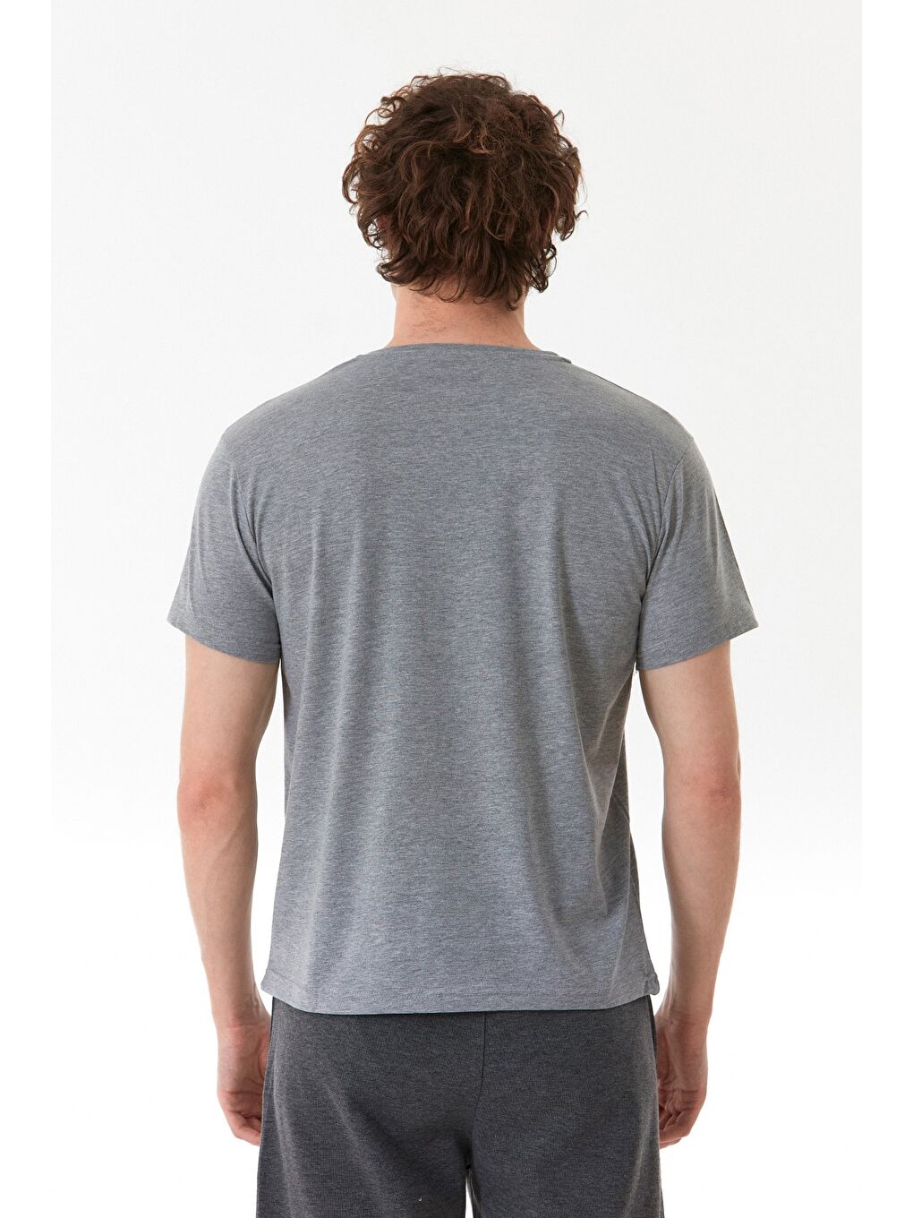 Gri It`s Ok Baskılı Bisiklet Yaka %100 Pamuk Tişört-3