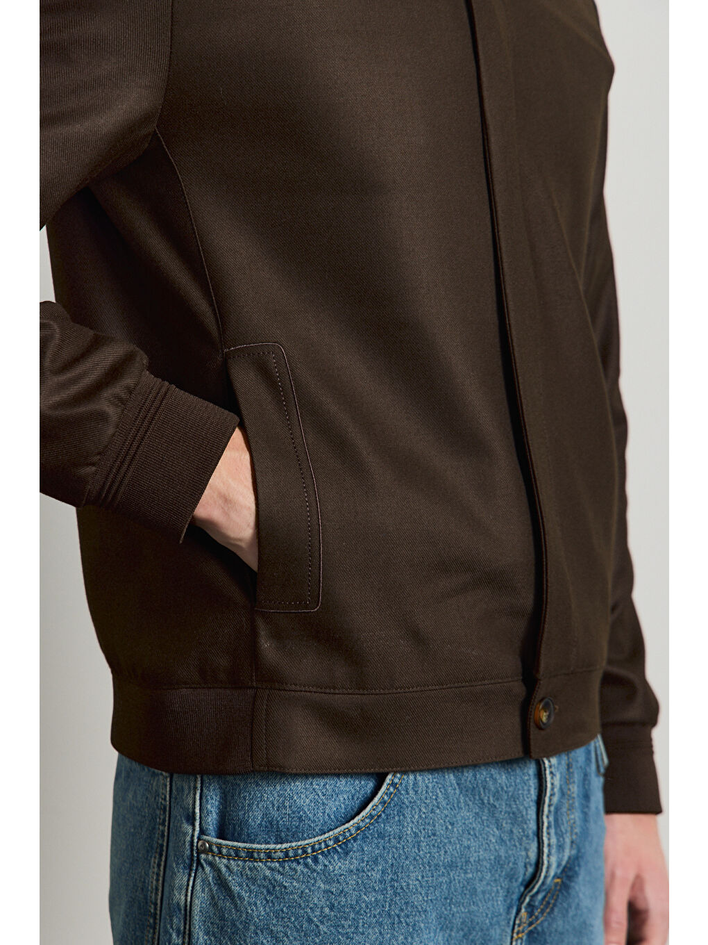 Erkek Poliviskon Özel Kumaş Ceket Kahverengi-4