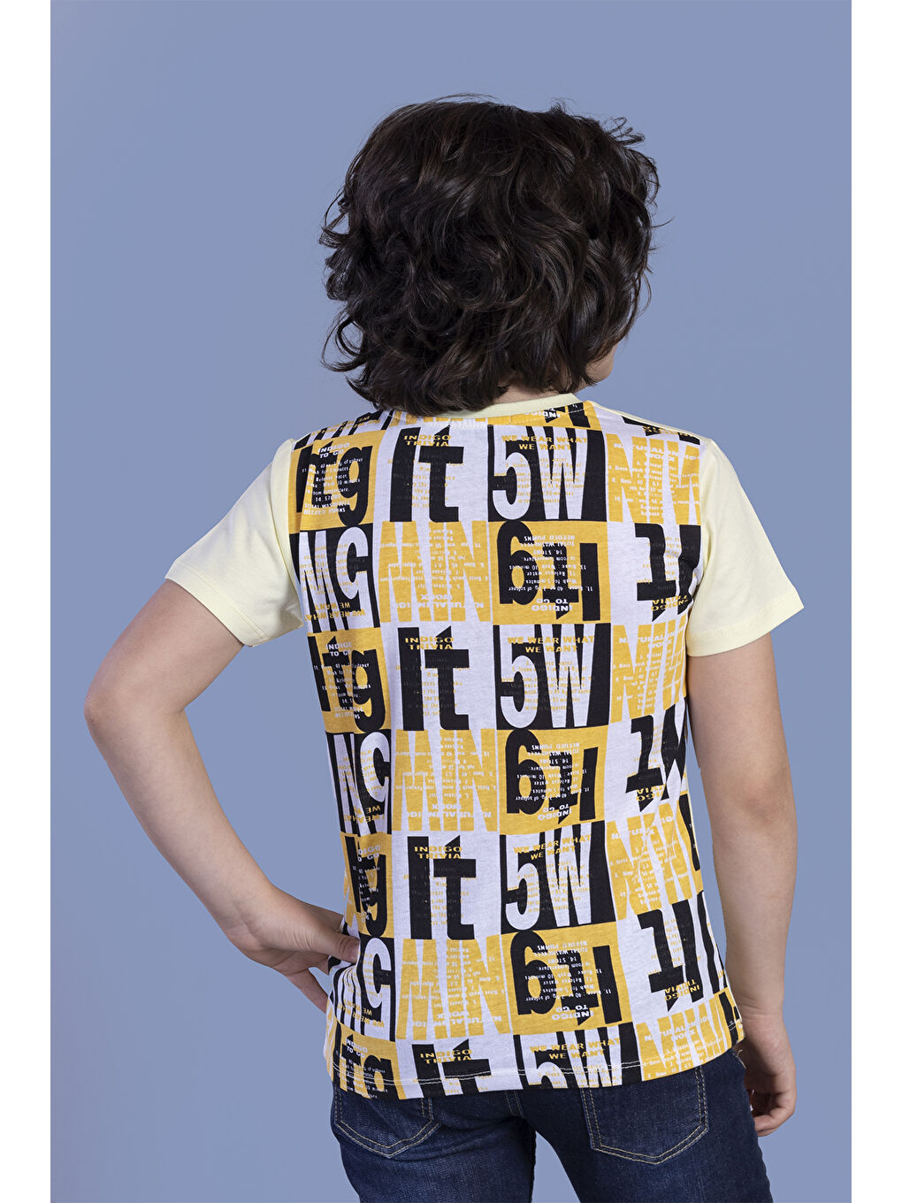 Sarı Erkek Çocuk Baskılı Tişört-1