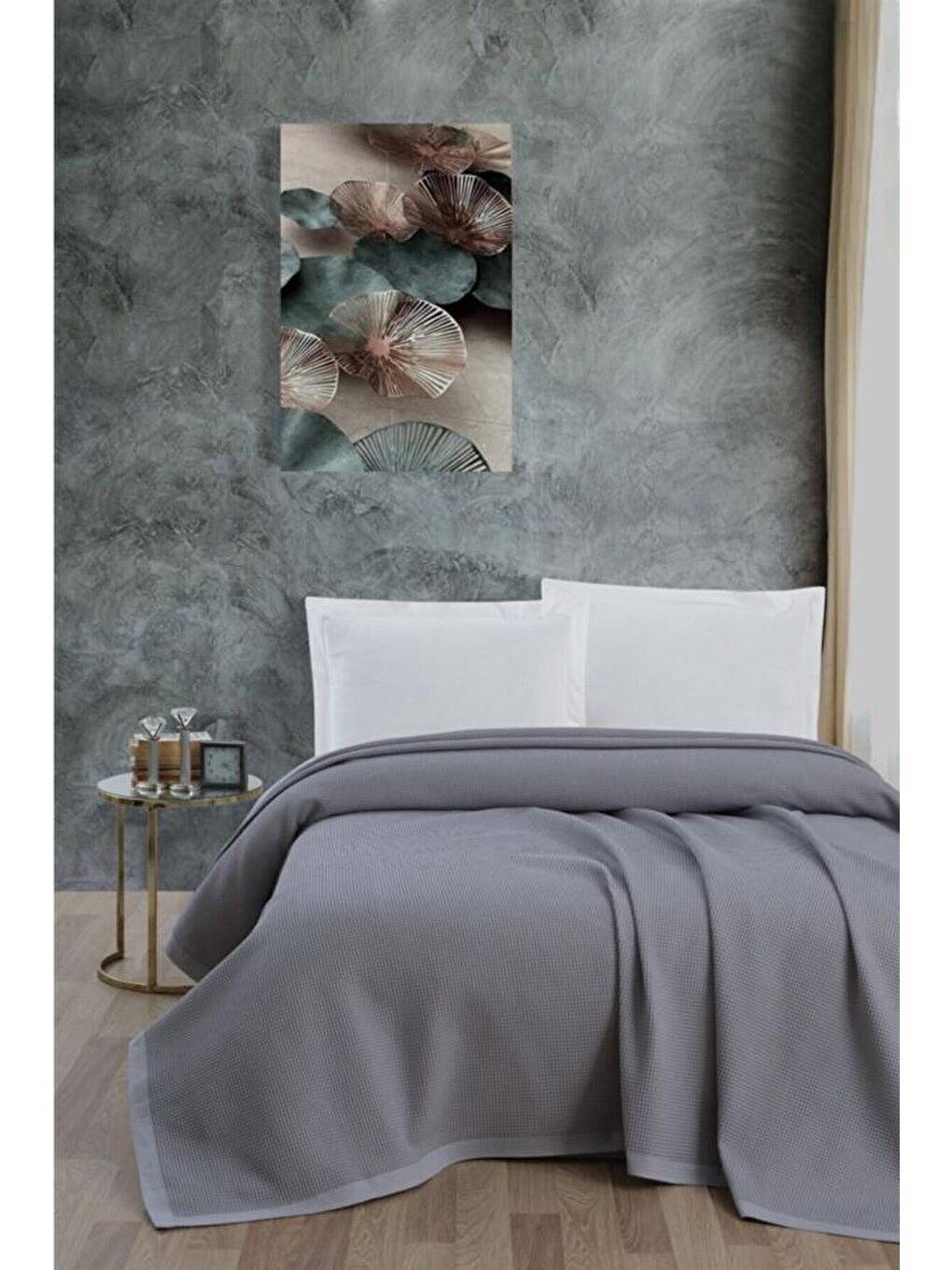 Klimalı Pike ,%100 Pamuk Petekli Pike , Dörtmevsim Pike Tek Kişilik 170x240 Gri