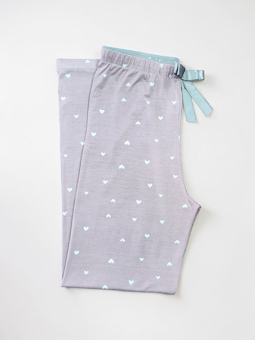 Lila Kadın Desenli Viskon Düz Paça Pijama Altı-1