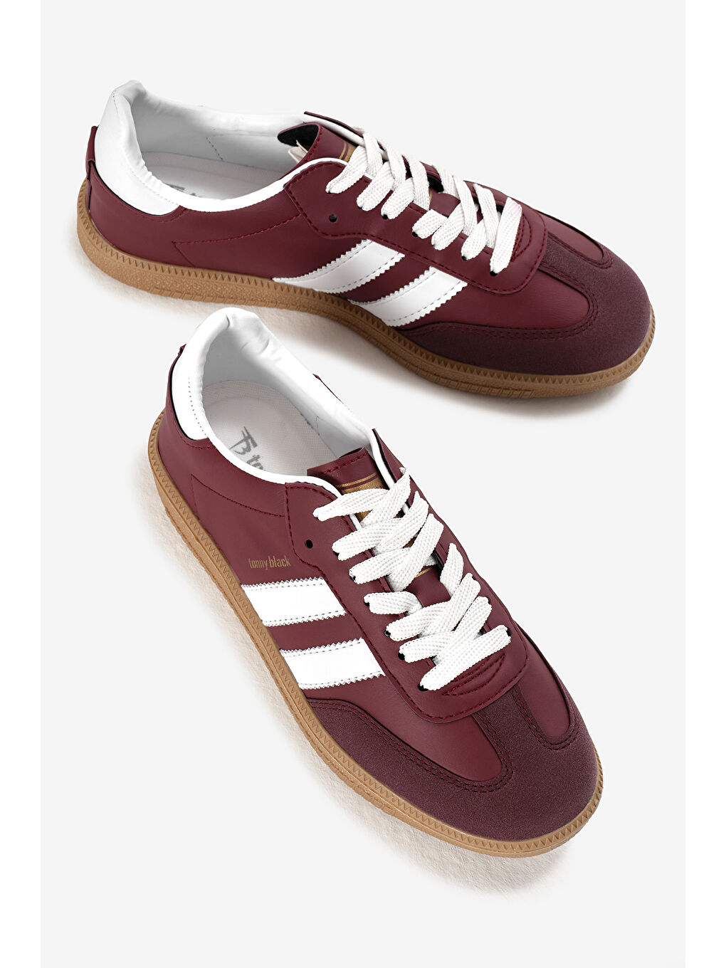 Unisex Bordo Termo Taban Yanı Şeritli Bağcıklı Spor Ayakkabı-2