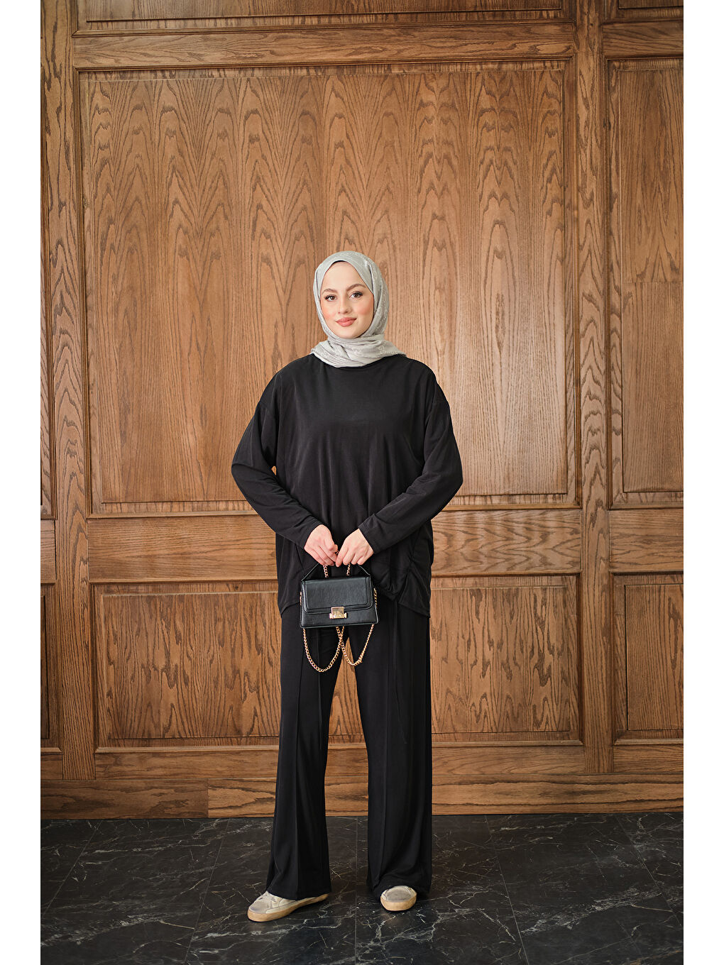 Kadın Beli Lastikli Takım Siyah-1