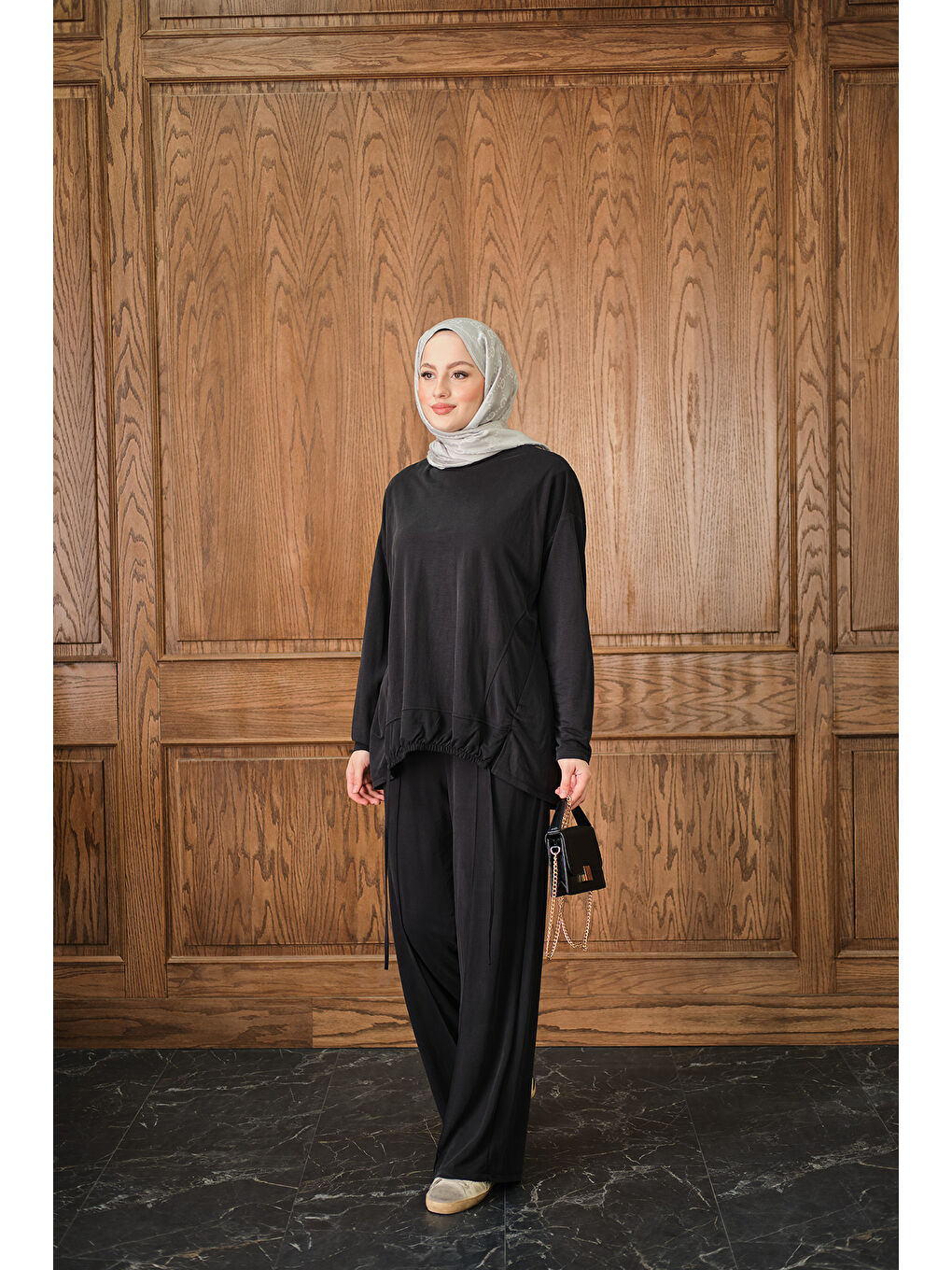 Kadın Beli Lastikli Takım Siyah-2