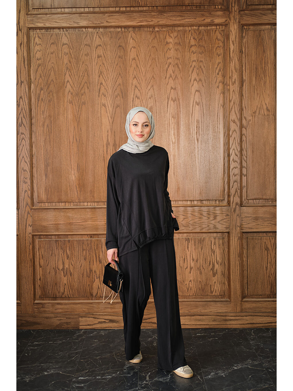 Kadın Beli Lastikli Takım Siyah-3