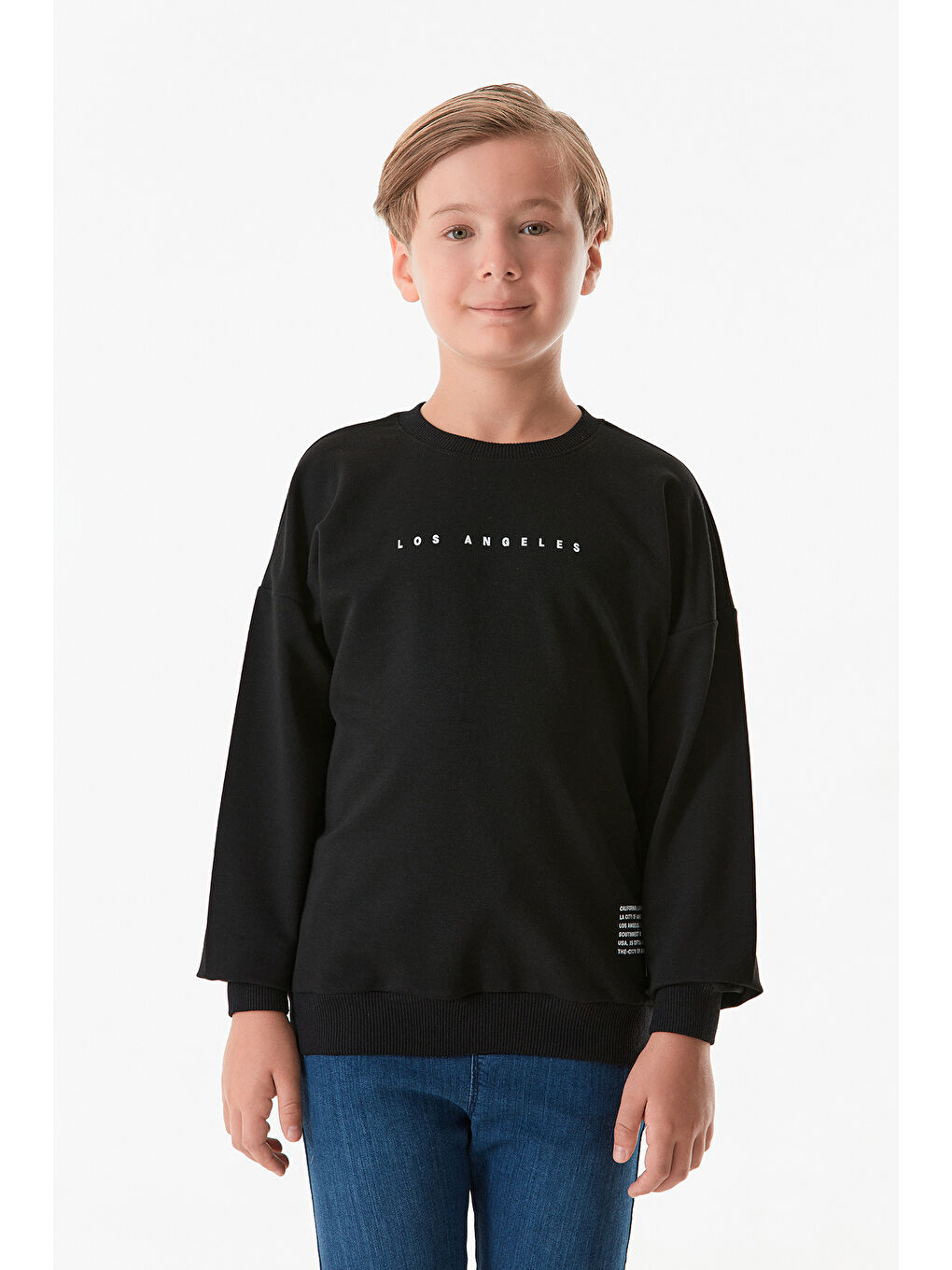 Fullamoda Siyah Los Angeles Baskılı Erkek Çocuk Sweatshirt