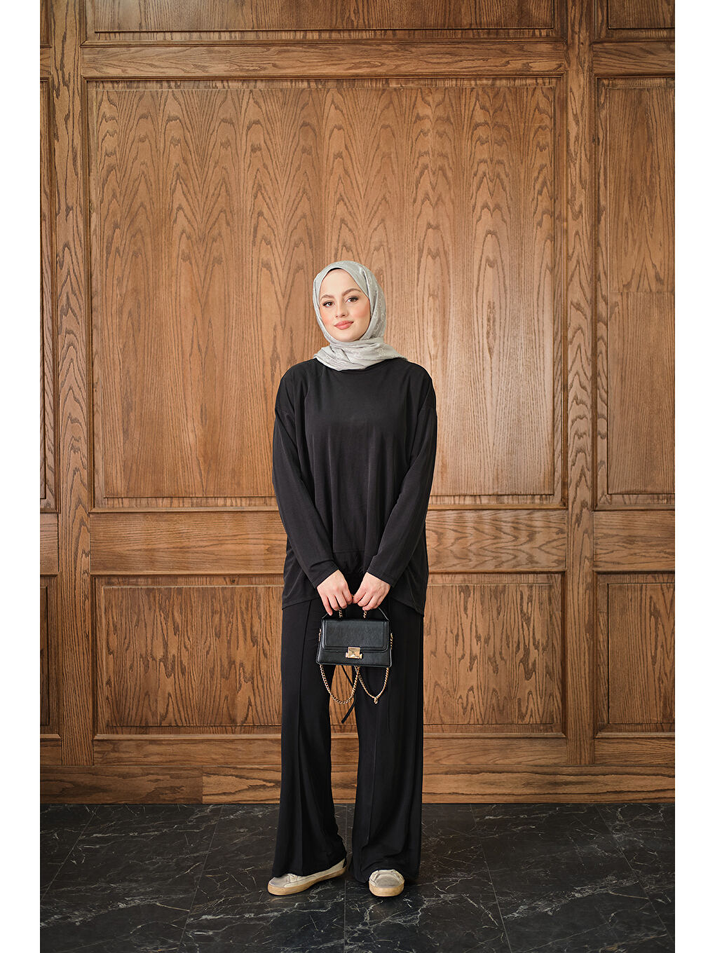 Kadın Beli Lastikli Takım Siyah-4