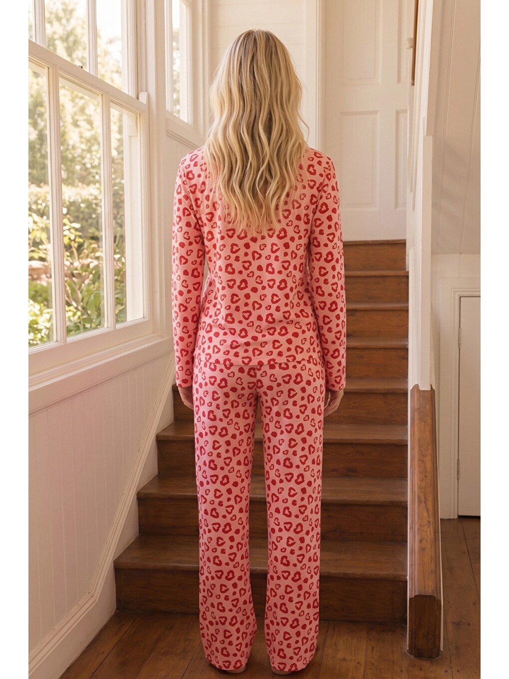 Pembe Desenli Termal Kumaşlı Ultra Soft Yumuşak Örme Pijama Takımı-2