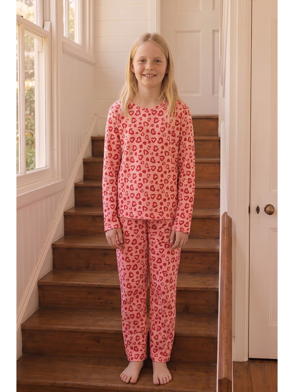Pembe Desenli Termal Kumaşlı Ultra Soft Yumuşak Örme Pijama Takımı-3