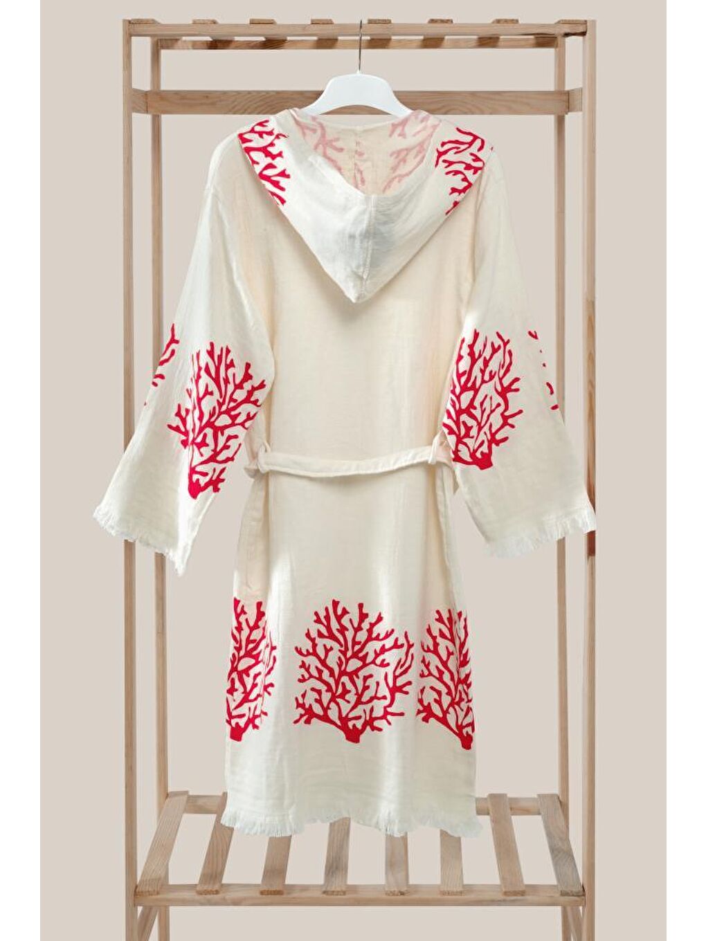 Kırmızı Müslin Organik Bornoz %100 Pamuk-1