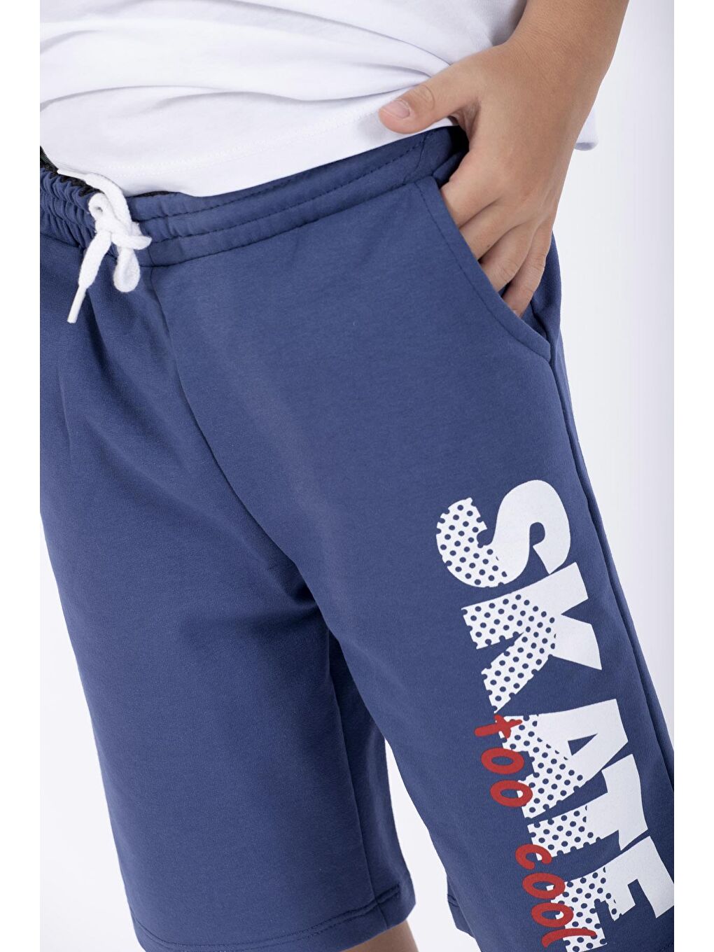İndigo Skate Baskılı Indigo Renk Erkek Cocuk Kapri-5