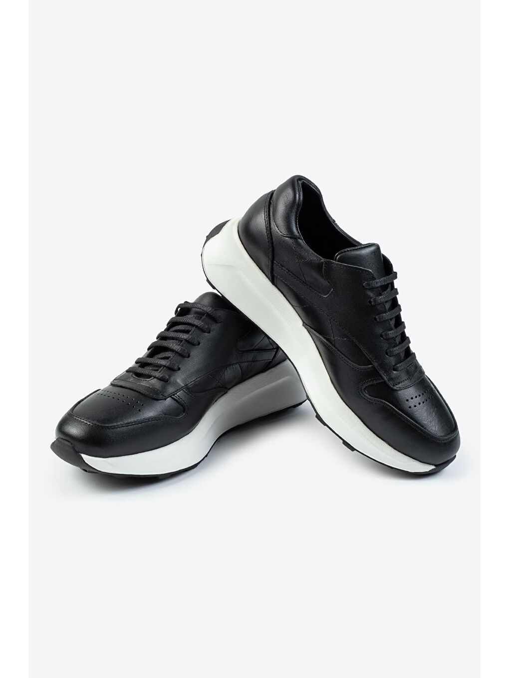 Siyah Nopa Hakiki Deri Erkek Sneaker-4