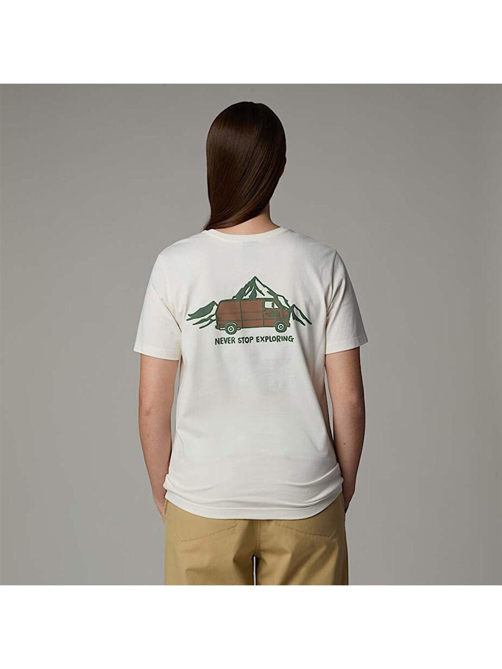 Outdoor Graphic Kadın Beyaz Yuvarlak Yaka Tişört-1