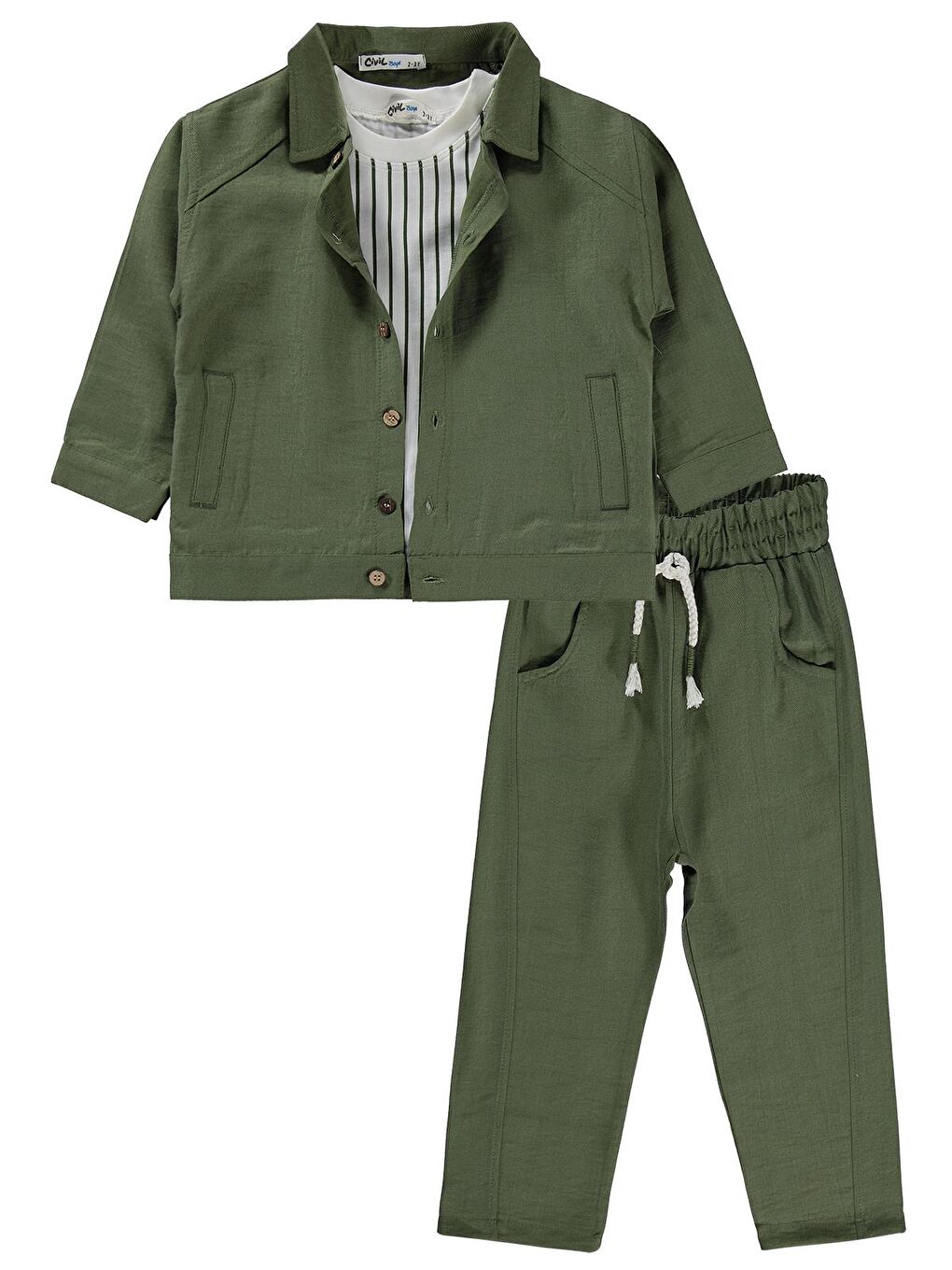 Petrol Boys Gömleği Cepli 3 Lü takım 2-5 Yaş Takım - Yeşil-2