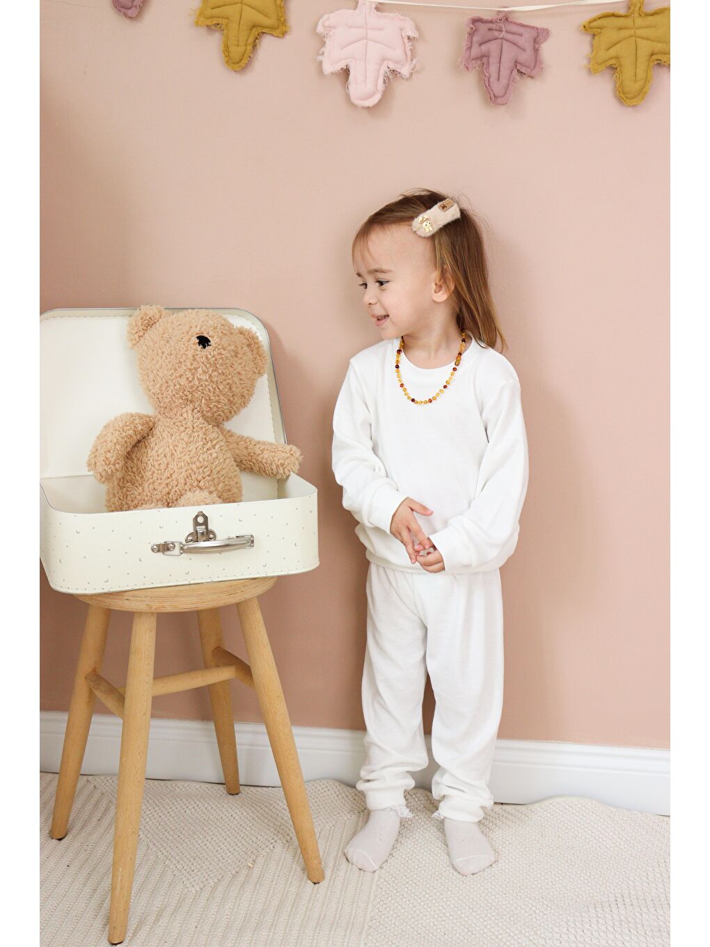 Beyaz Kaşkorse Mevsimlik Pijama Takım-1