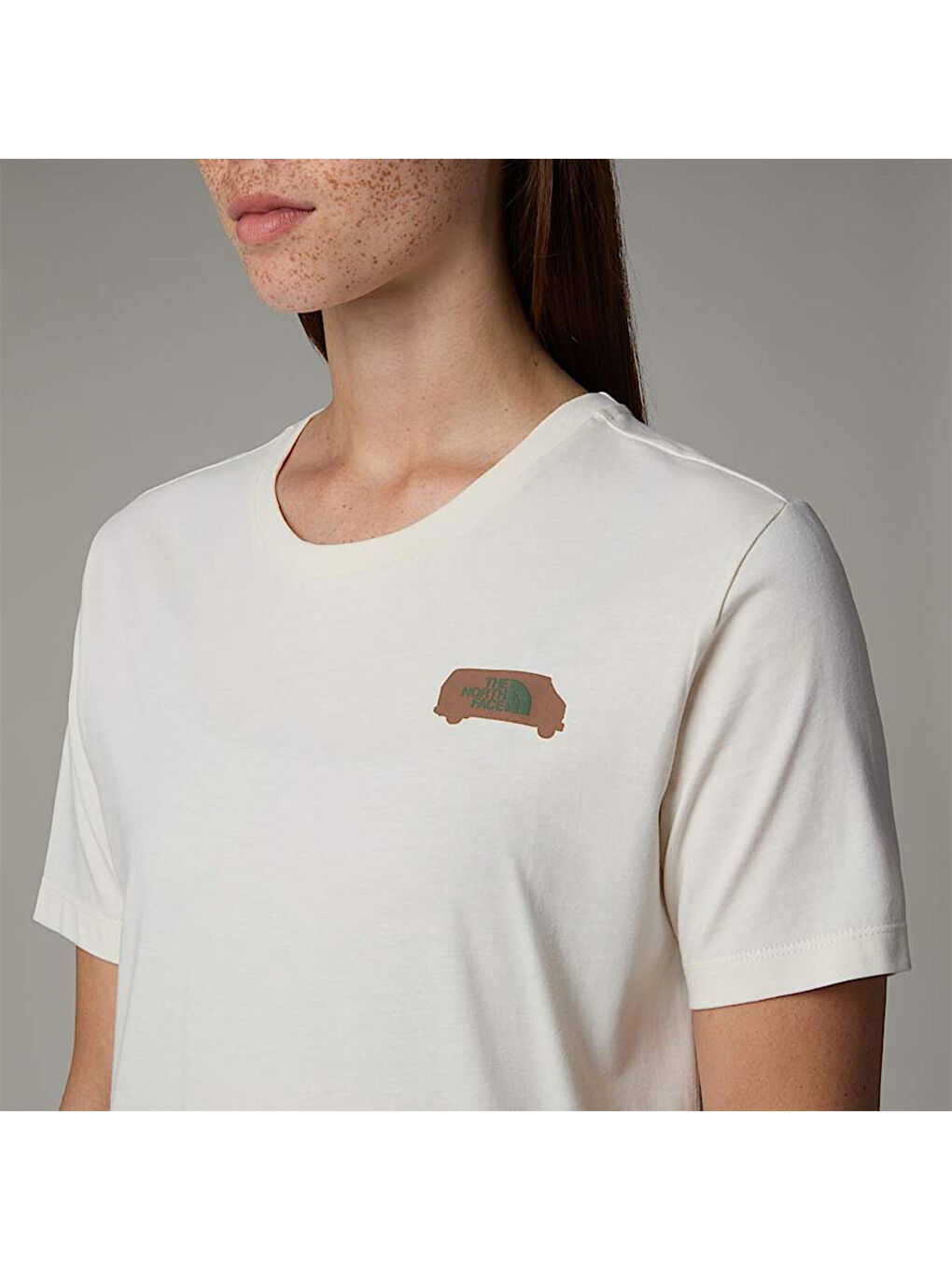 Outdoor Graphic Kadın Beyaz Yuvarlak Yaka Tişört-2