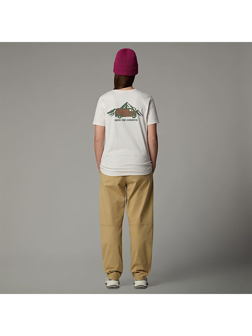 Outdoor Graphic Kadın Beyaz Yuvarlak Yaka Tişört-3