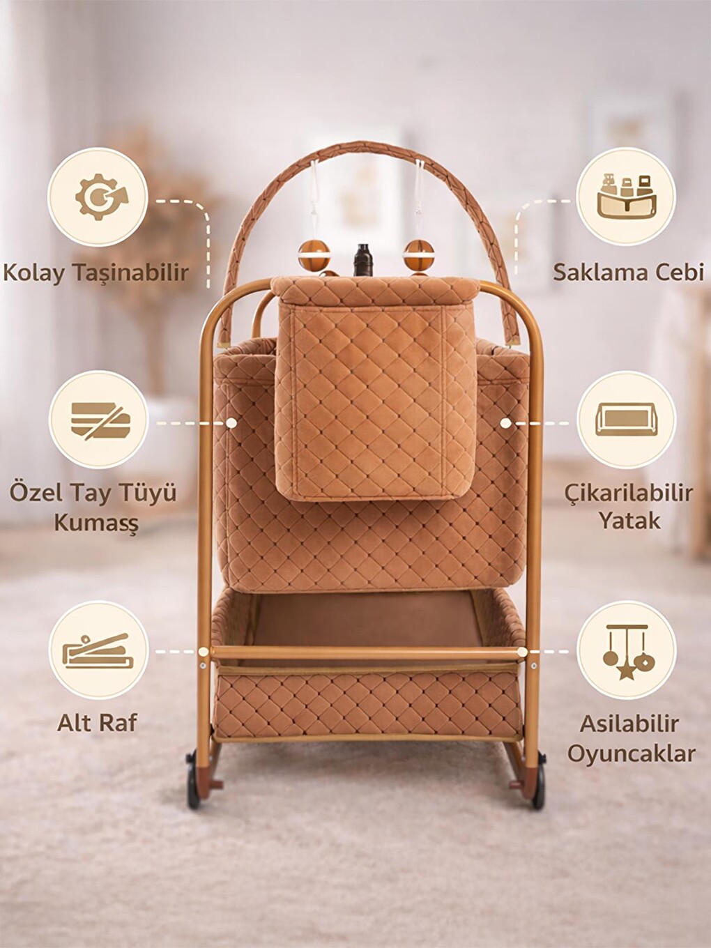 Prime Anne Yanı Beşik - Gold-6