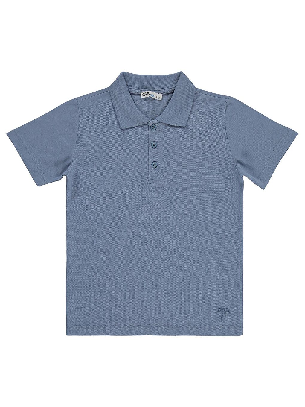 İndigo Boys Erkek Çocuk Palmiye Nakışlı Polo Yaka 6-9 Yaş Tişört - Mavi