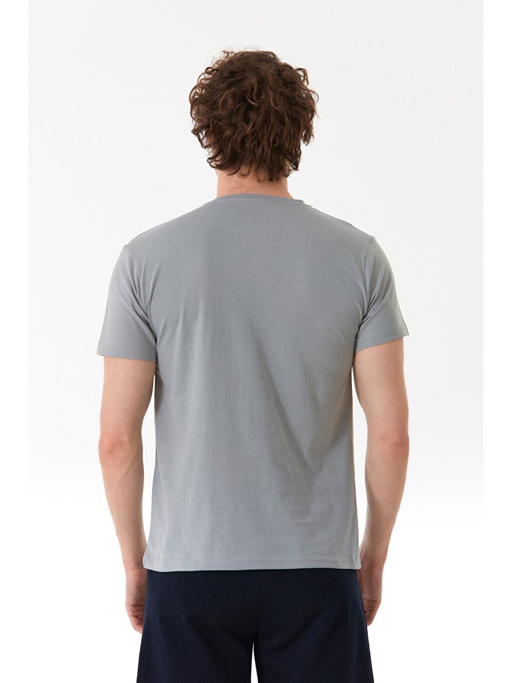 Gri It`s Ok Baskılı Bisiklet Yaka Tişört-3