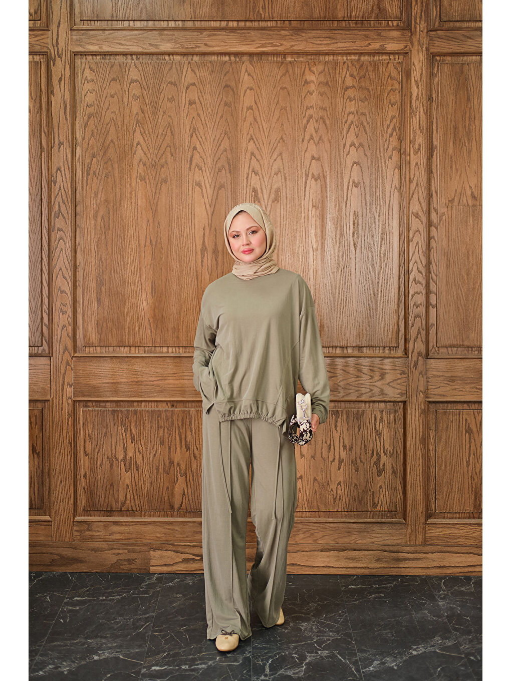 Kadın Beli Lastikli Takım Yeşil