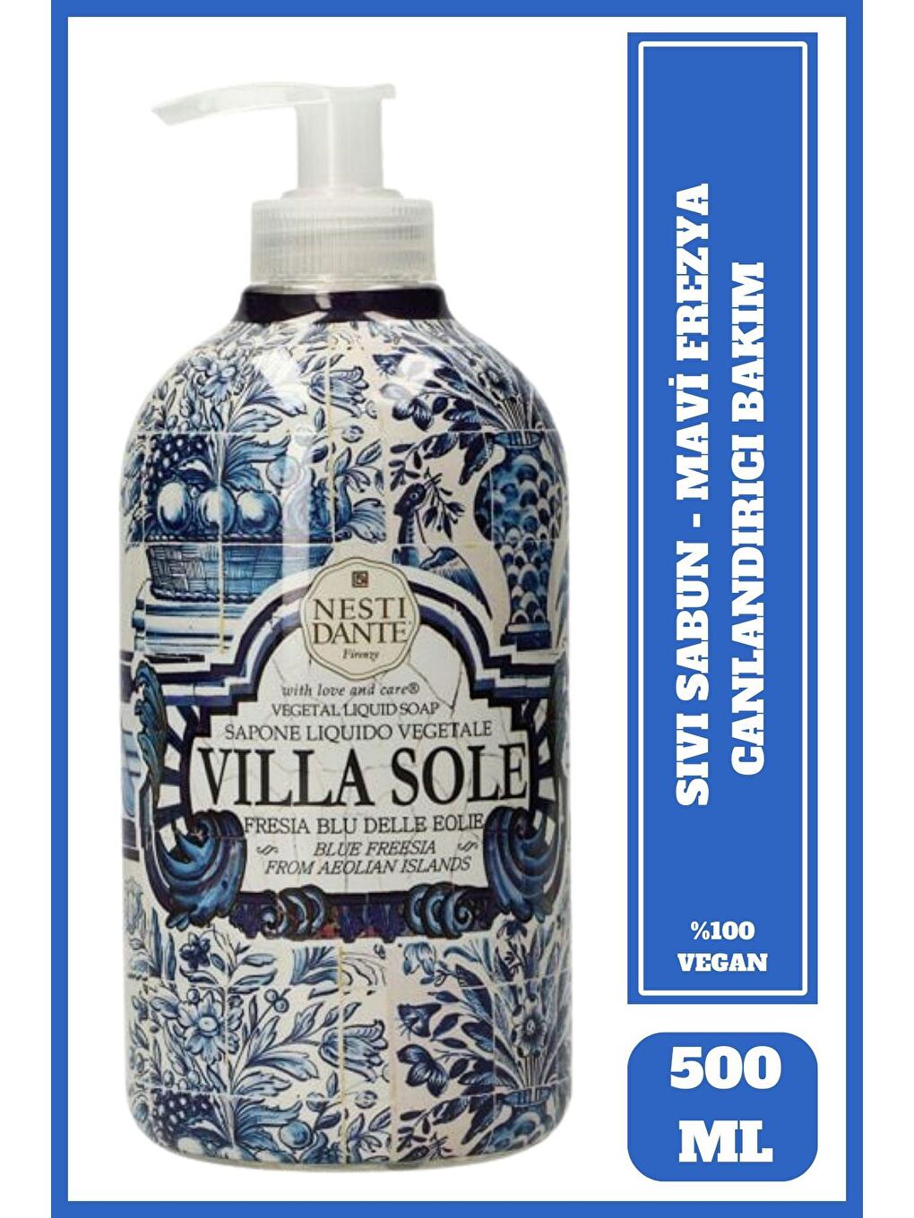 Nesti Dante Renksiz Sıvı Sabun Villa Sole Fresia Blu Delle Eolie Vegan Bakım 500 ml