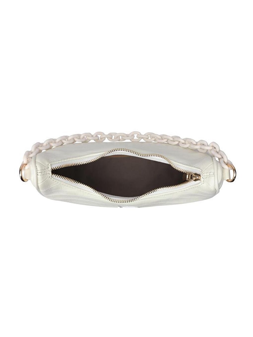 Beyaz Desenli Zincir Askılı Kadın El ve Omuz Çantası-2