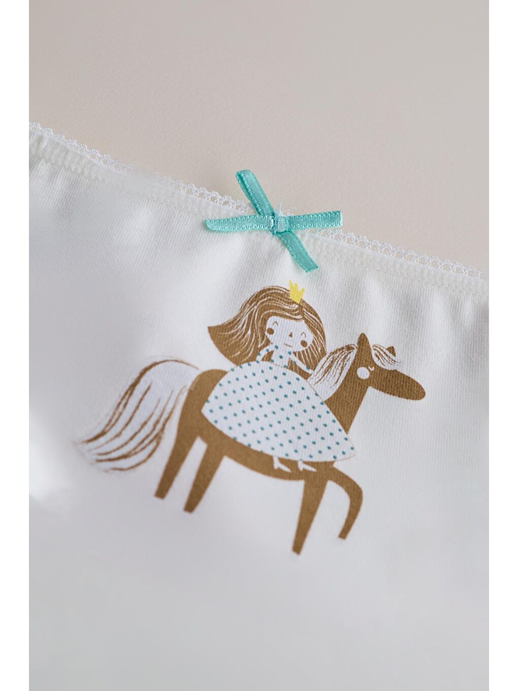 Kız Çocuk 3'Lü Paket Puantiye Slip Ekru-1