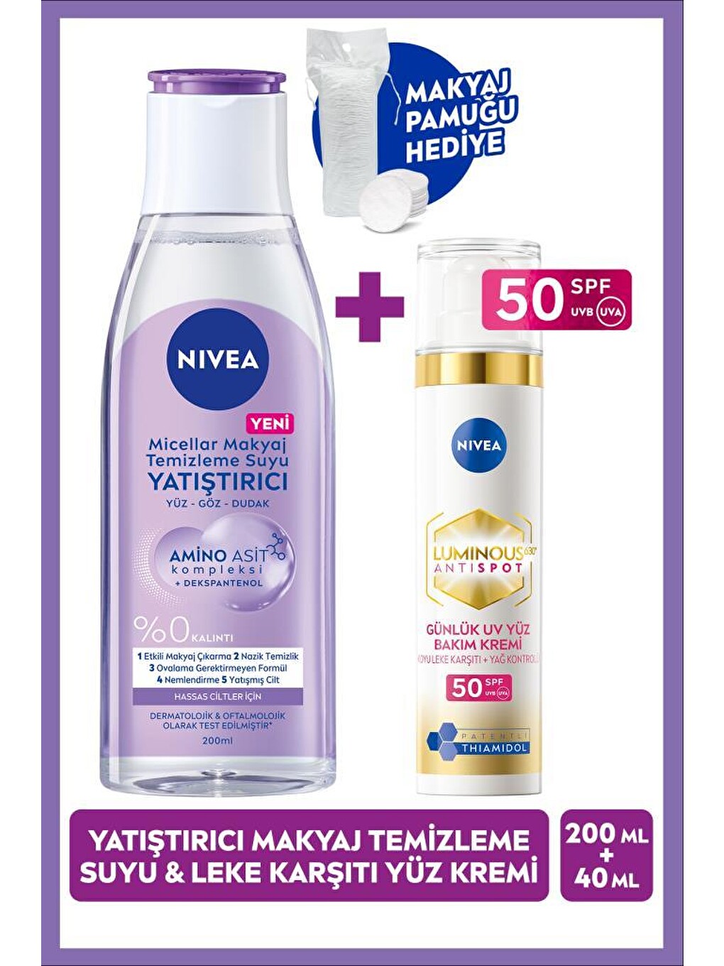 Yatıştırıcı Ve Leke Karşıtı Bakım Rutini,micellar Makyaj Temizleme Suyu Ve Luminous630 Gündüz Kremi