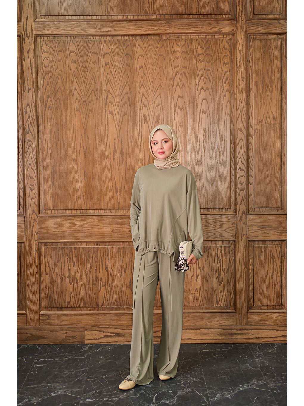 Kadın Beli Lastikli Takım Yeşil-1