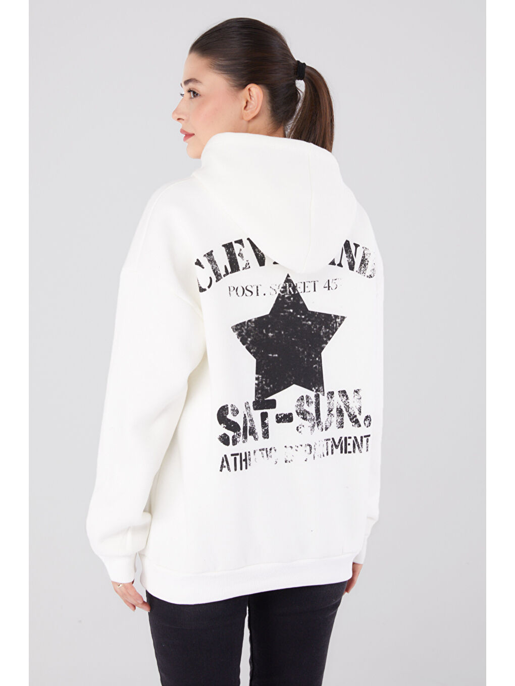 Baskılı Sweatshirt Beyaz - 26383-4