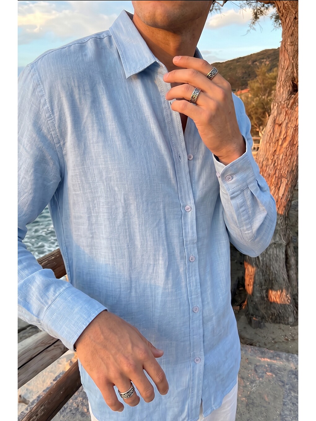 Mavi Jora Premium %100 Pamuk Keten Regular Fit Erkek Gömlek-5