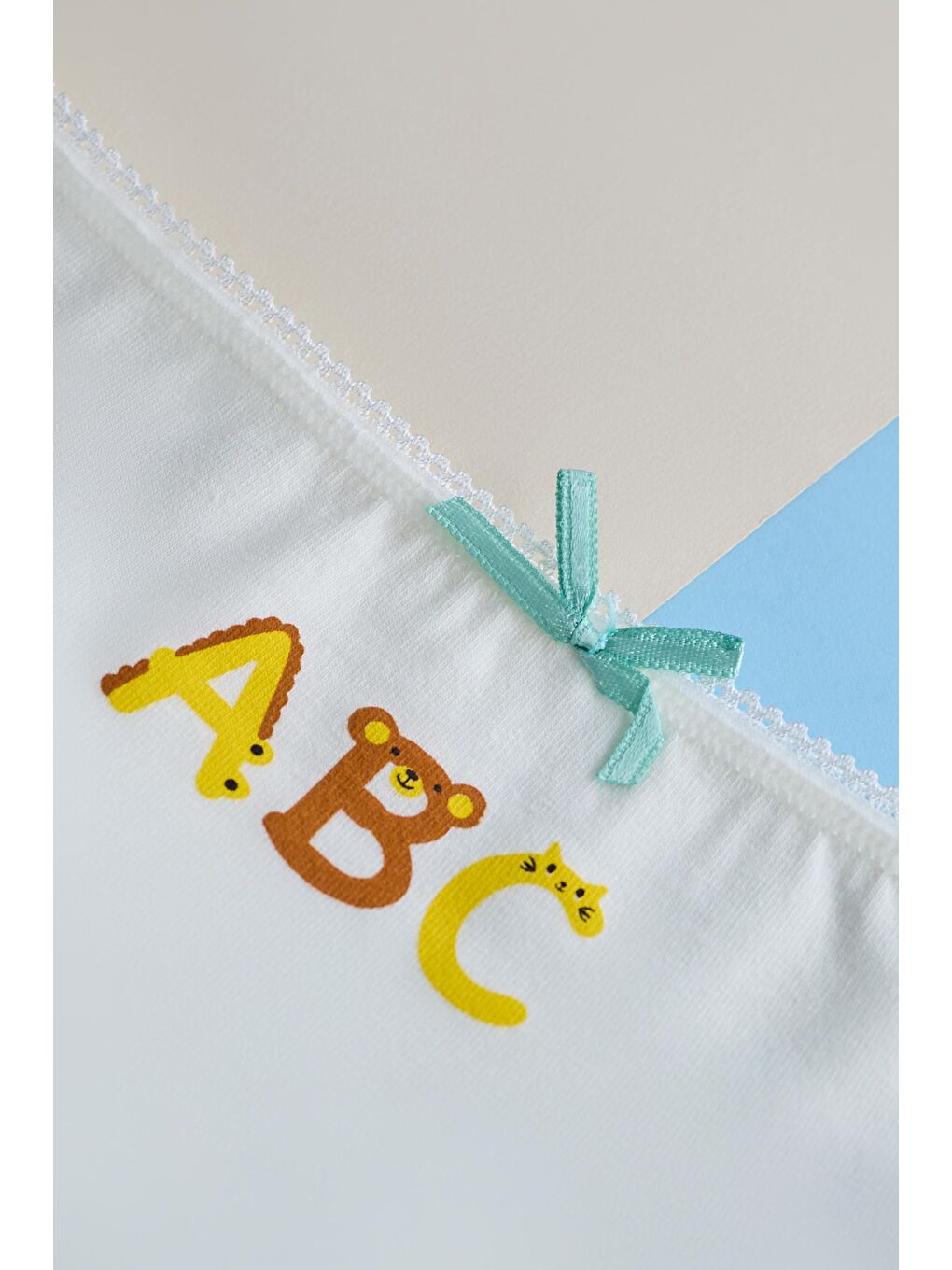 Ekru Kız Çocuk 3'Lü Paket Alfabe Slip-2