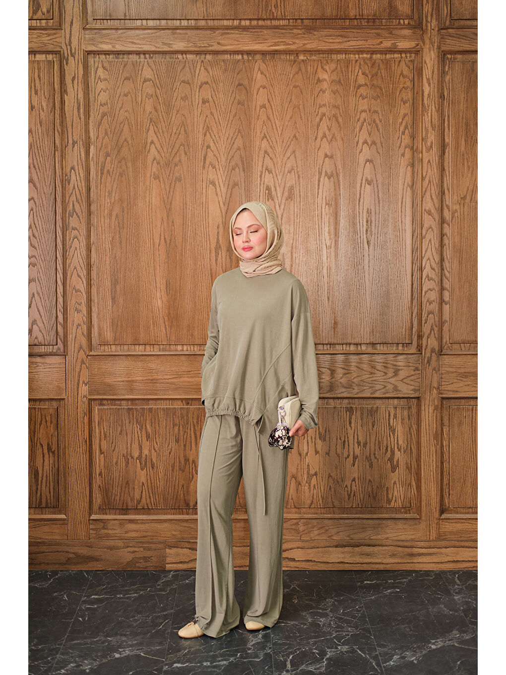 Kadın Beli Lastikli Takım Yeşil-2