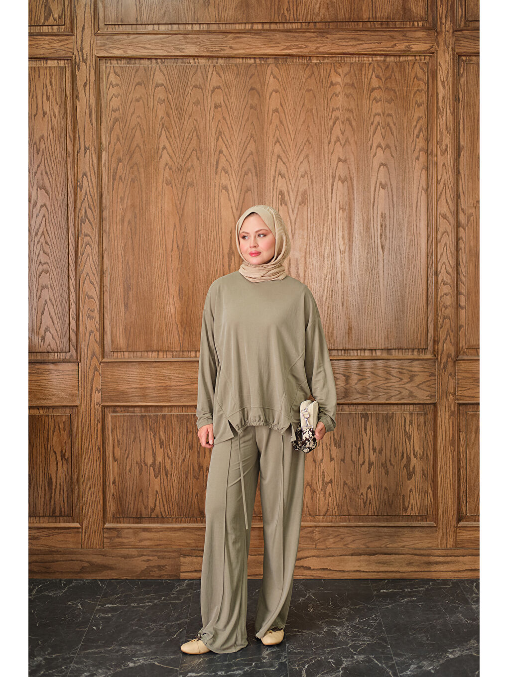 Kadın Beli Lastikli Takım Yeşil-3