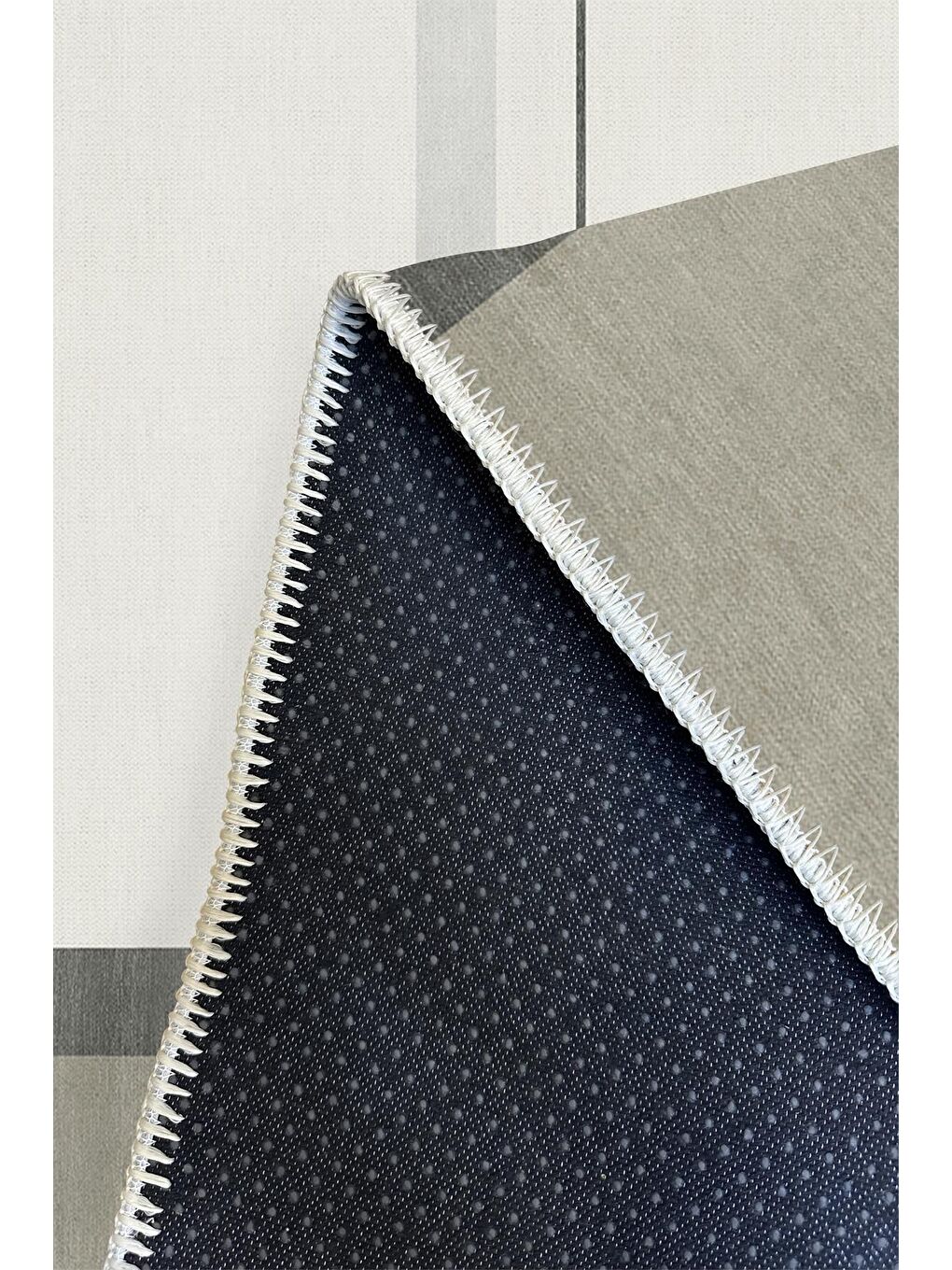 Gri Premium Kalite, Pamuk ve Kaydırmaz Taban, Yıkanabilir, Modern Halı  120 x 180 cm-4