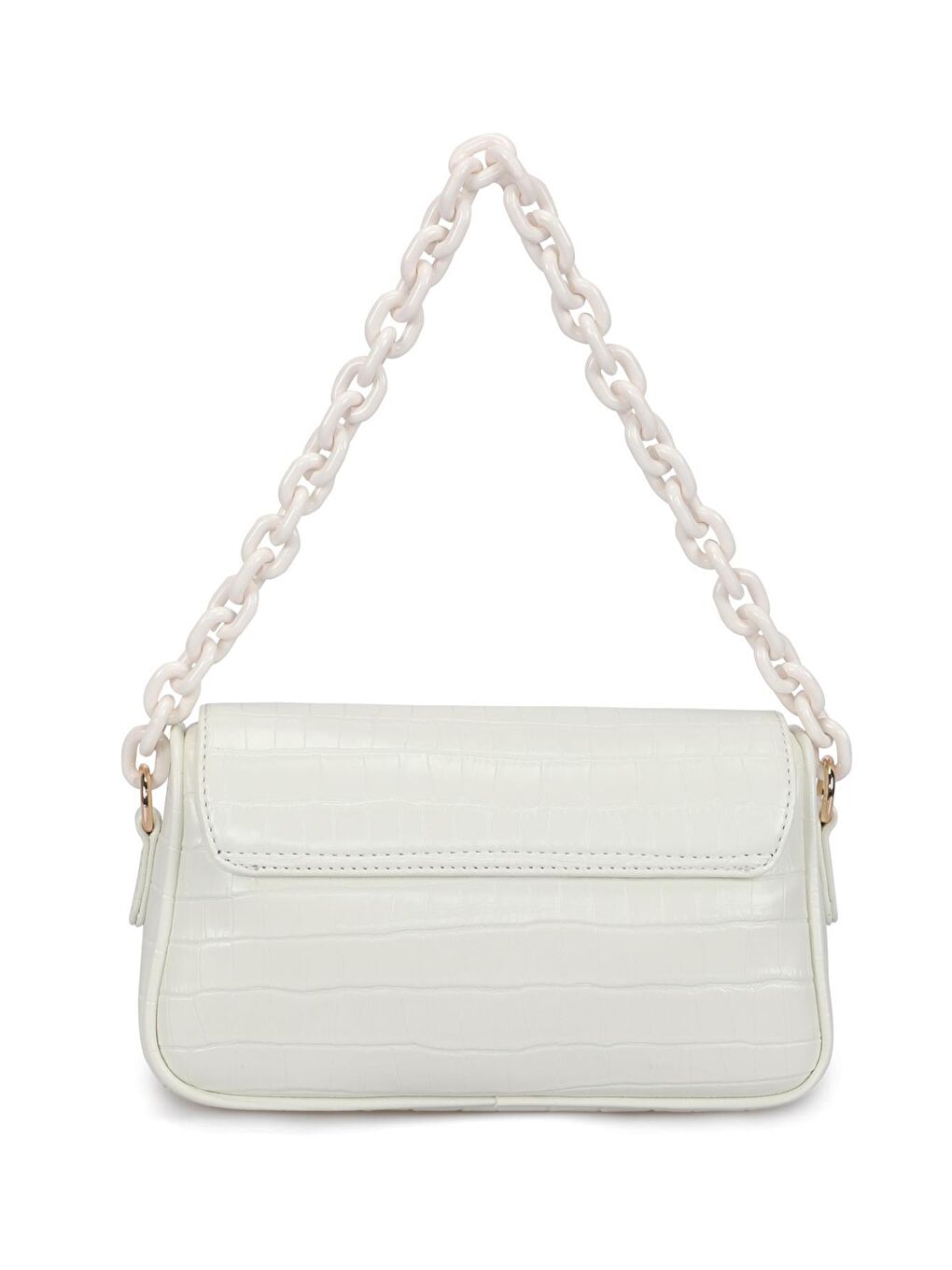 Beyaz Kadın Zincir Askılı  El ve Omuz Çantası-2