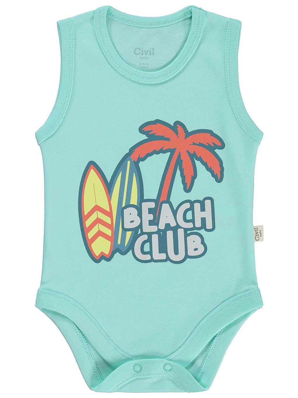 Baby Palmiye Baskılı 2'li Set 3-18 Ay Çıtçıtlı Badi - Mercan-Mint-3