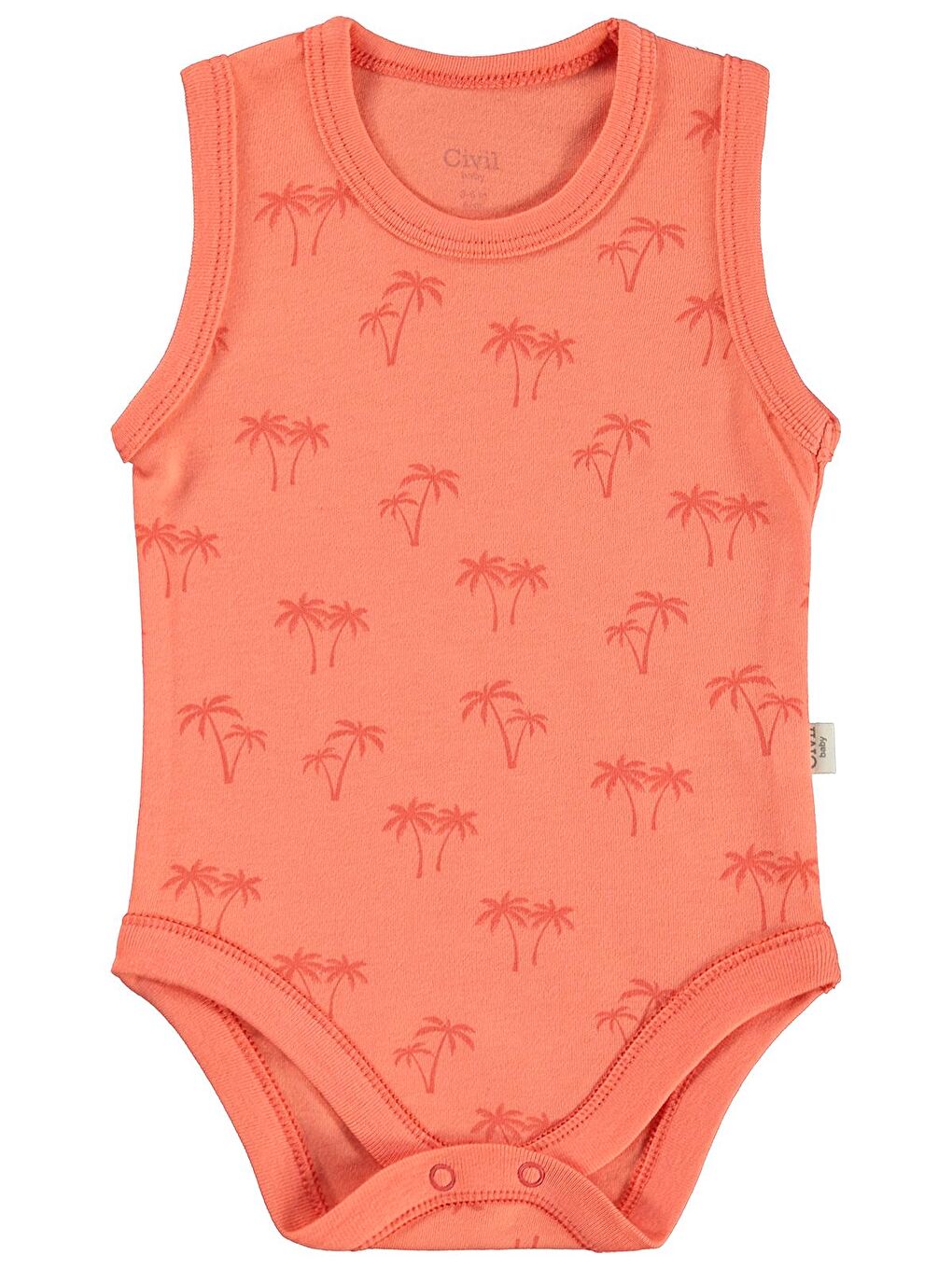Baby Palmiye Baskılı 2'li Set 3-18 Ay Çıtçıtlı Badi - Mercan-Mint-5
