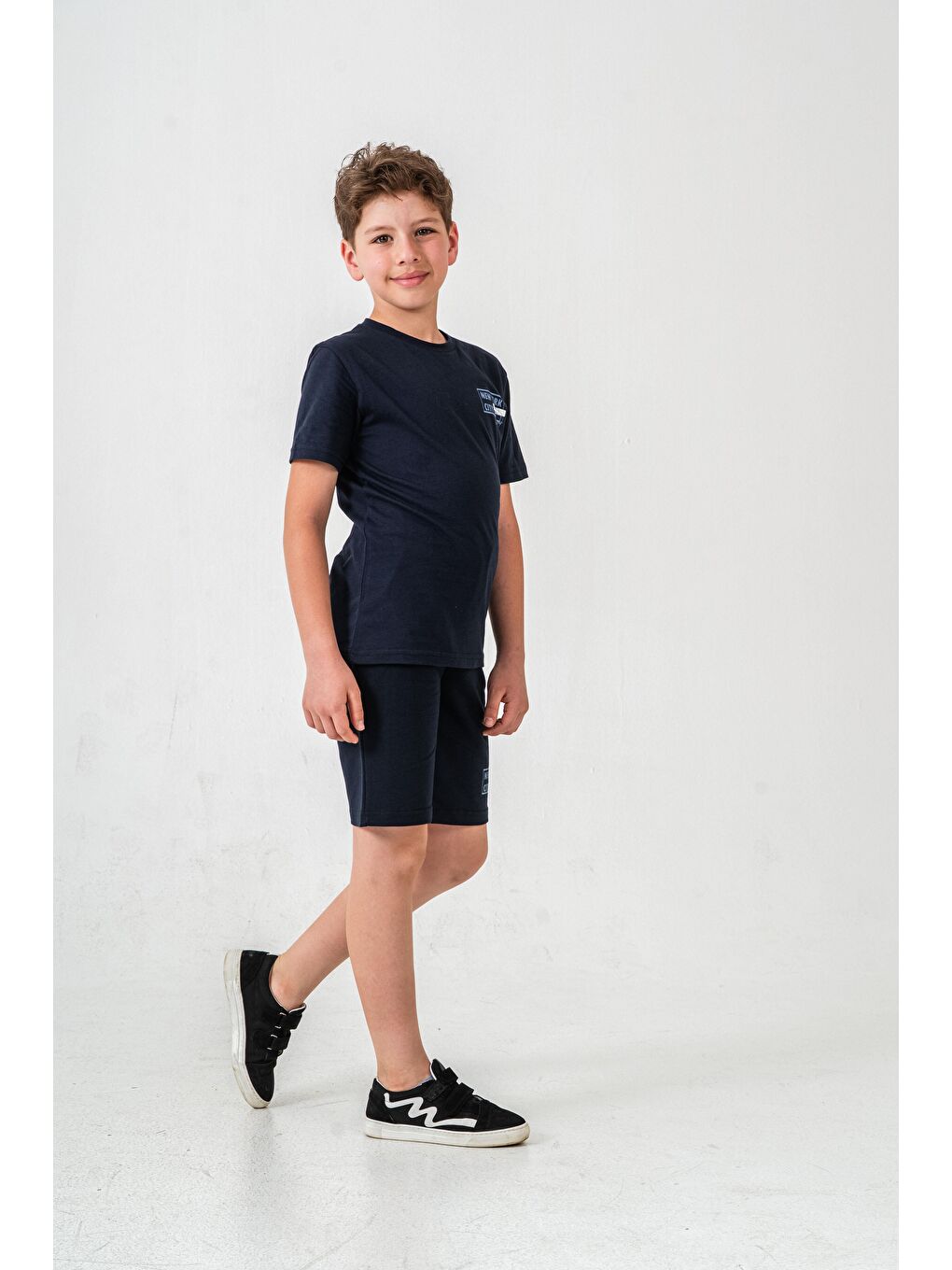 Lacivert New York City Baskılı  Erkek Çocuk Şort - Tişört Takımı-3