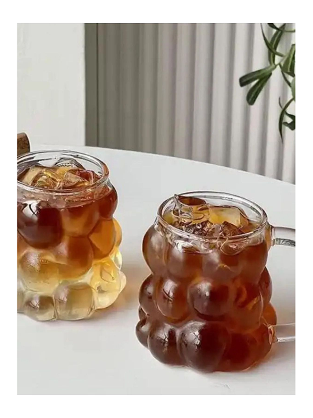 Renksiz 350 ml Üzüm Tasarımlı Borosilikat Cam Kupa Bardağı 2 Adet - 2430-1