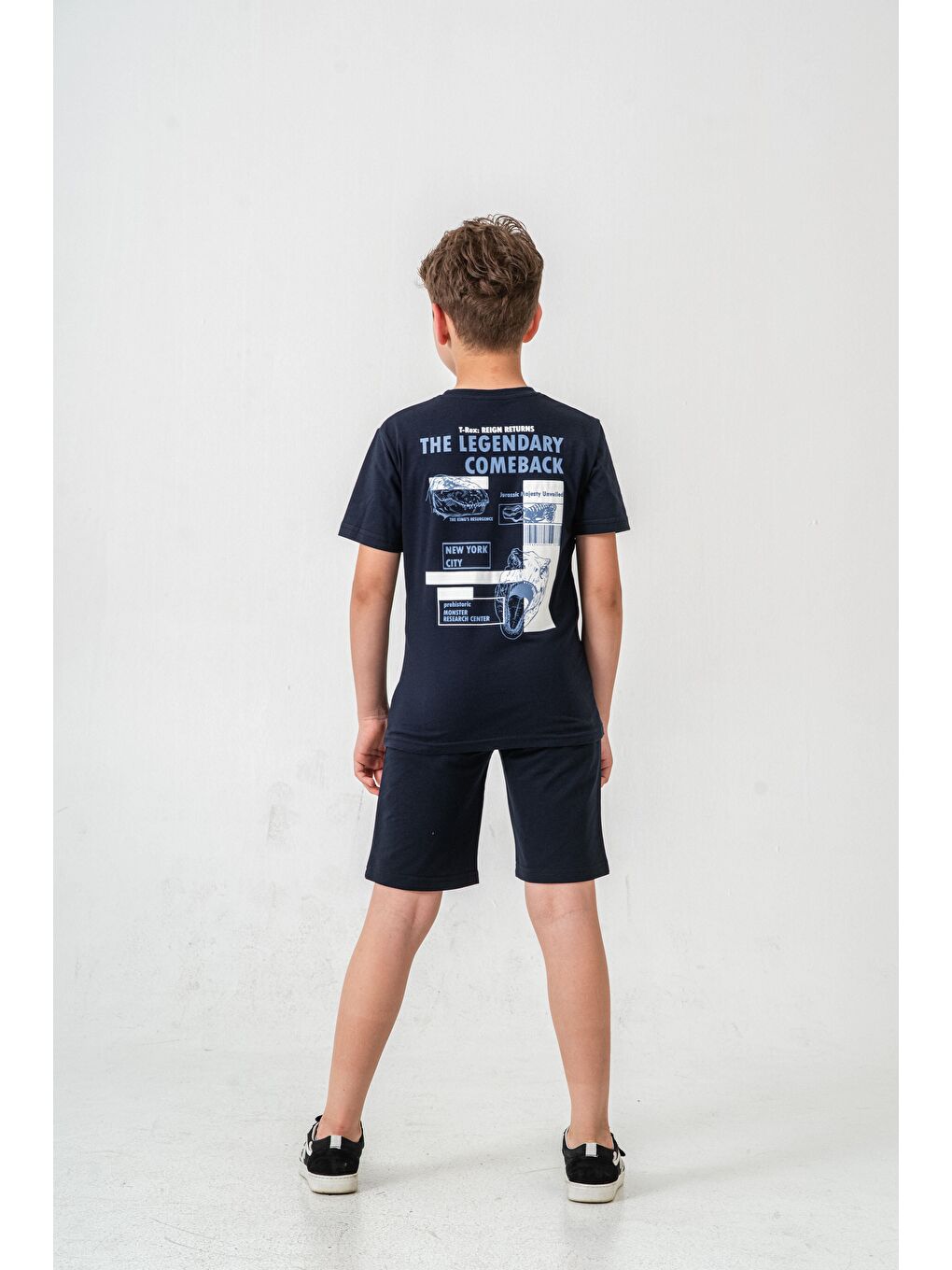 Lacivert New York City Baskılı  Erkek Çocuk Şort - Tişört Takımı-5