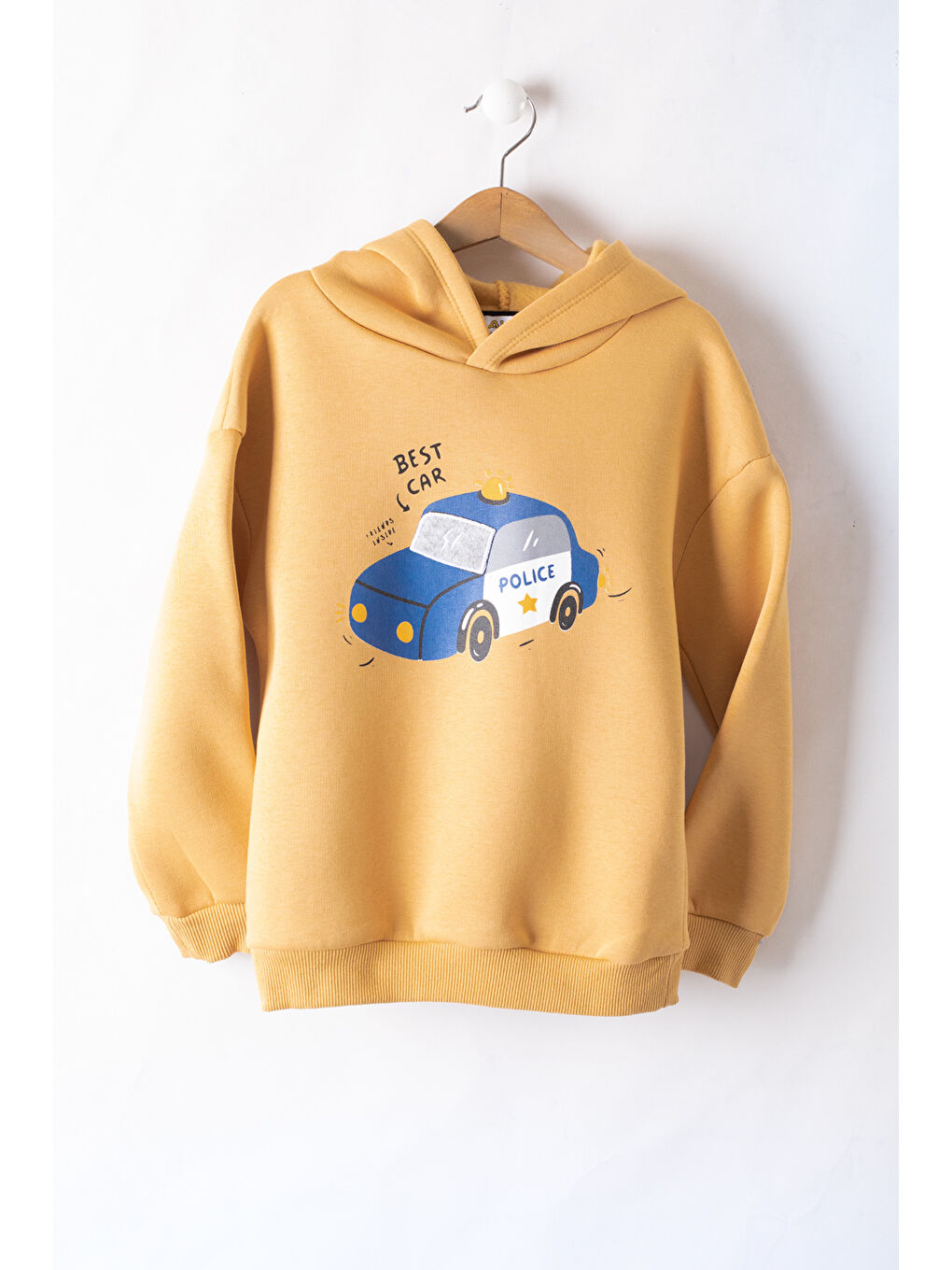 Cansın Mini Sarı Hardal Erkek Çocuk Baskılı 3 İp Kapüşonlu Sweatshirt 19739 - 1